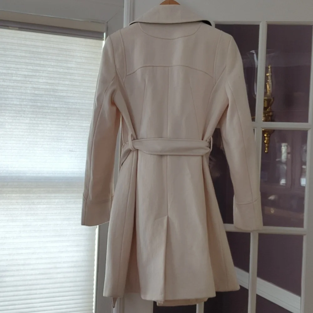 Vintage DKNY white with black and white belt peacoat size 6 - Picture 4 of 15